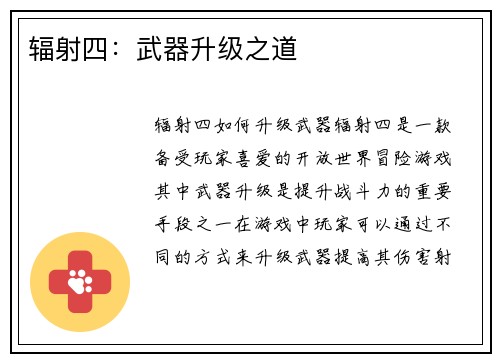 辐射四：武器升级之道